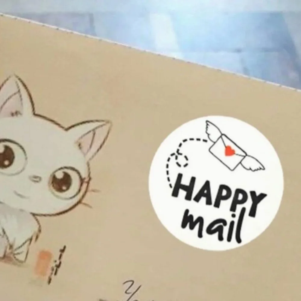50 HAPPY MAIL Business Stickers for Packaging 1.5